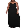 thumbnail image 1 of Fashnice Robe d'Été Sans Manches pour Femmes Robe Longue Ample de Plage Noire 2TG, 1 of 2