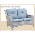 thumbnail image 2 of PARKWELL Patio Rattan Seat Sofa Cushioned Loveseat,Outdoor Wicker Furniture,Light Blue, 2 of 6