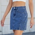 thumbnail image 6 of ZZwxWA Skorts Skirts for Women Denim Mini Skirt Side Slit with High Waisted Jean Shorts Stretchy Womens Fashion Hip Wrap Dress, 6 of 6