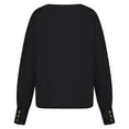 thumbnail image 5 of HAPIMO Women's Fashion Shirts V-Neck Pullover Long Sleeve Blouse Classic Solid Color Button Chiffon Tops Cozy Casual Sweatshirt T-Shirt Clothes for Women Black L, 5 of 9