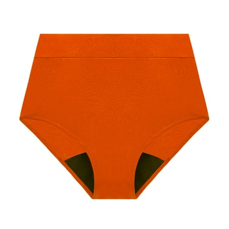 Rigardu Hot Sale!! Women s High Waisted Bikini Bottom Tummy Control Bathing Suit Swim Bottom Women s Menstrual Underwear Basic Full Coverage Mid Waist Bathing Suit Bottom Orange M