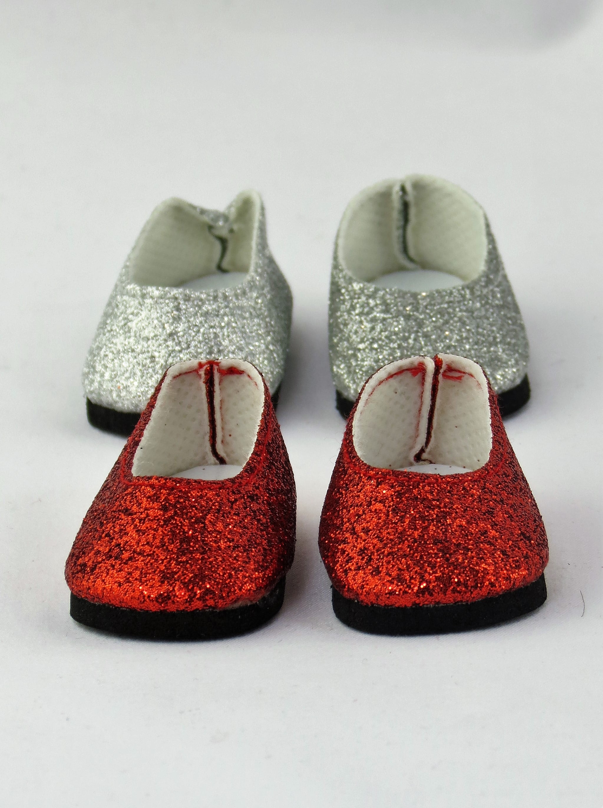 red glitter slip on shoes