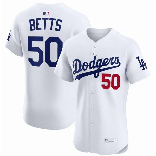 Camiseta de béisbol clásica de Mookie Betts, edición élite, blanca, de local de Los Angeles Dodgers, con número de estrella bordado.-XXXL