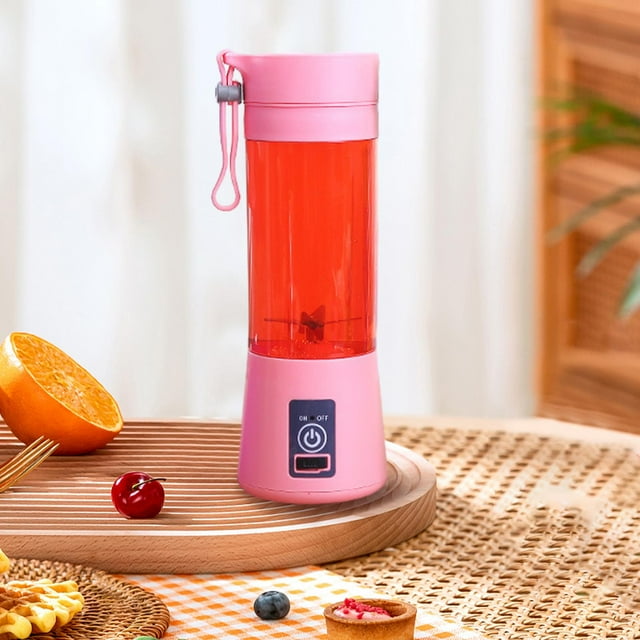 Licuadora portátil Mini batidora de mano mezcladora recargable de frutas máquina de frutas licuadora exprimidora taza para gimnasio, viajes al aire Rosa