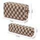 thumbnail image 3 of 2 Pieces Makeup Bag Checkered Cosmetic Bag Pink Green Makeup Pouch Travel Toiletry Bag Organizer Cute Makeup Brushes Storage Bag for Women, 3 of 4