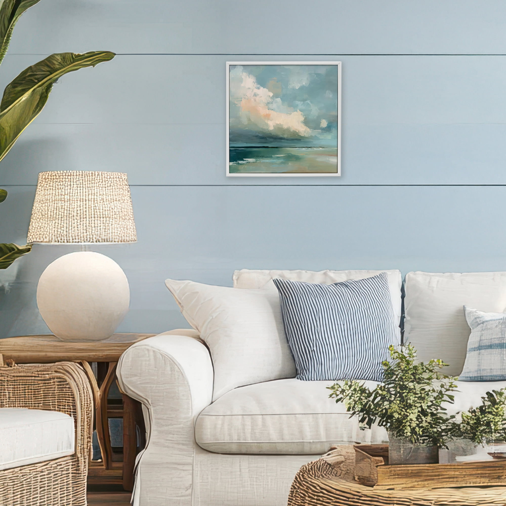 Stupell Industries Stormy Beach with Overhead Clouds White Framed Giclee Art, design by Kim Curinga
