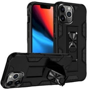 DEMOORY iPhone 13 Pro Max Case, Phone Case for iPhone 13 Pro Max 6.7 inch, Full Body Rugged TPU Bumber Hard PC Shockproof Protective Cover with Kickstand for Men Girls Women, Black