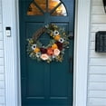 thumbnail image 6 of Flower Wreath *1 Elegant Large Artificial Flower Wreath with Red Roses Beige/ /Orange/ & Daisies All Season Door Decoration for Front Door Christmas, 6 of 9