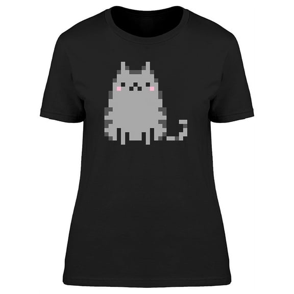 Lazy Sitting Cat Pixelated Tee Women's -Image by Shutterstock