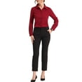 thumbnail image 2 of INSPIRE CHIC Women's Color Block Button Down Long Sleeve Work Shirt M Solid Red, 2 of 5