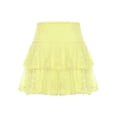 thumbnail image 4 of Doomiva Women's Lace Layered Mini Skirt Outfits A Line Cute Tiered Ruffle Skirt Y2K Streetwear Yellow M, 4 of 6