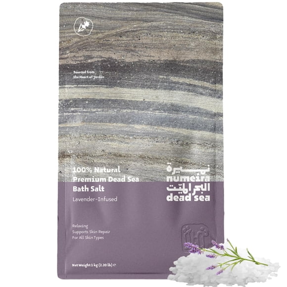Numeira Sales del Mar Muerto para remojar – Baño de sal relajante para rejuvenecimiento corporal – Sales minerales naturales – Sales de baño de sal gruesa del Mar Muerto para mujeres y hombres con ace