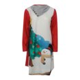 thumbnail image 4 of Mode Femmes Manches Longues Patchwork Impression de Noël Col Rabattu Hauts Longs Blouse, 4 of 4
