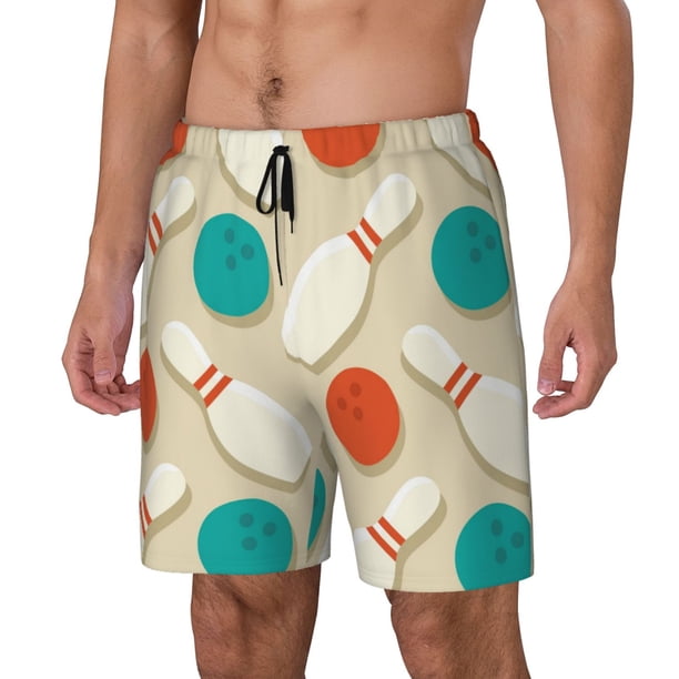 Fotbe Vintage Bowling Traje de Baño para Hombre – Shorts de Natación de Secado Rápido con Forro y Bolsillos-XX-Large