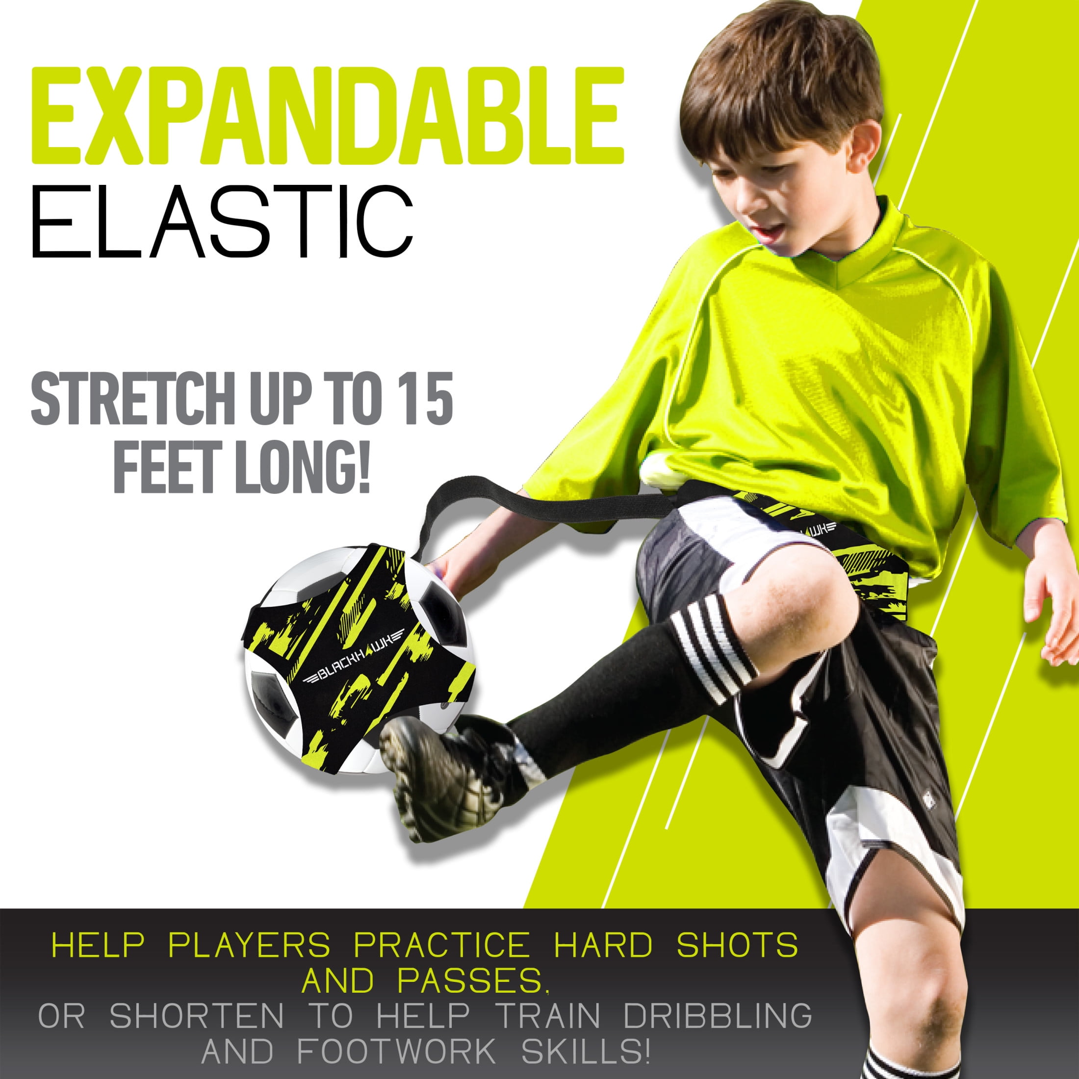 Franklin Sports Soccer Ball Training Belt - Blackhawk Pass-Pal Soccer Kick Trainer + Practice Equipment Accessory - Solo Soccer Passing, Shooting + Skills Trainer Belt - Fits All Size Soccer Balls