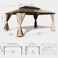 thumbnail image 3 of Domi Outdoor Living 12’ X 16’ Hardtop Gazebo Outdoor Aluminum Gazebo with Polycarbonate Double Roof Canopy for Lawn and Garden, with Curtains & Net (Brown), 3 of 9