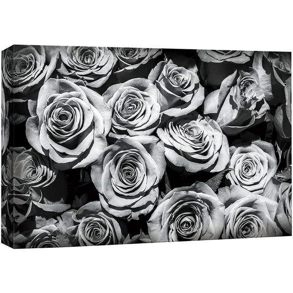 wall26 Canvas Print Wall Art Bouquet of Small Rose Flowers Floral Plants Photography Modern Art Rustic Closeup Dramatic Duotone Dark Black and White for Living Room, Bedroom, Office - 16"x24&quo