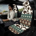 thumbnail image 2 of Xixirimido Car Seat Protection Set 5 Pieces Breathable PU Leather Front Seat Covers with Seat Belt and Console Covers Universal Fits Most Cars, Ethnic Tribal Geometric Cowhide, 2 of 8