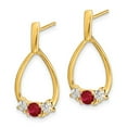 thumbnail image 2 of Auriga Fine Jewelry 10K Yellow Gold Lab Grown Diamond and Created Ruby Dangle Earrings for Women (L- 0.91 inch), 2 of 5
