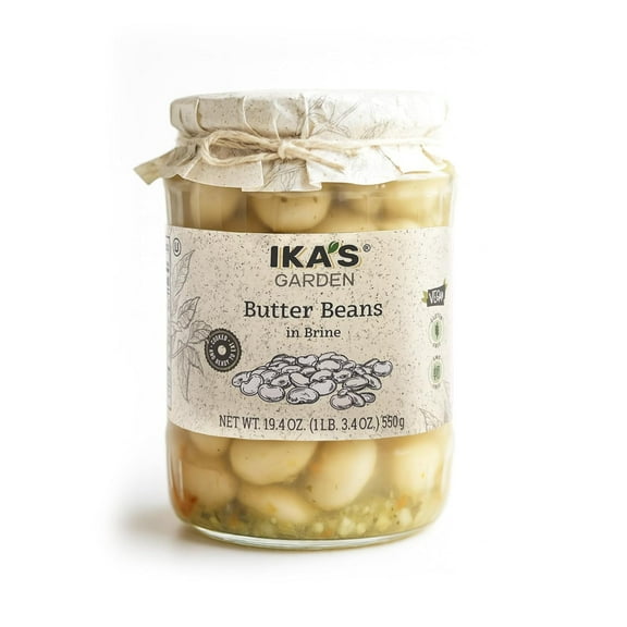 Ika’s Garden Butter Beans in Brine, Hearty Mediterranean Style, 19.4 oz