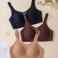 thumbnail image 7 of Sopiago Plus Size Wireless Bras for Women Low Cut Deep V Bra No Underwire Padded Tshirt Woman's Bras Brown,XXL, 7 of 7