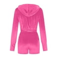 thumbnail image 6 of Idoravan Women Sets Clothing Womens Two-piece Sweatshirt, Solid Color, Hooded, Exposed Navel, Long Sleeve, Zippered Coat, Slim Fitting Shorts, Gold Velvet Suit, 6 of 8