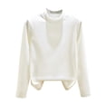 thumbnail image 4 of Sakmal Pullover Pajama Tops for Women Long Sleeve Shirts White Crew Neck Shirts for Women XXL, 4 of 5