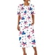 thumbnail image 4 of ICHUANYI Clearance Women's Printing Round Neck Short Sleeve Sleepshirt And Pants Sets Loungewear Pajamas With Pockets(White, M) ICHUANYI WER2023080805157, 4 of 8