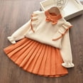 thumbnail image 2 of Zshosam Teen Girl Clothes for School Girl Skirt Set Long Sleeve Print Sweatshirt Skirt Set Clothes Set Outfit Size 2T 3T,(Orange 2-3 Years), 2 of 6