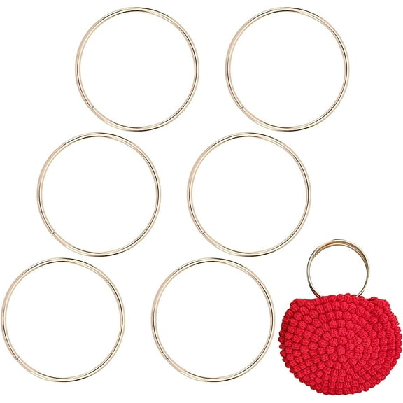 6Pcs Round Metal Purse Handles Replacement Handles for DIY Bag Purse Handbags Totes Clutch Making Golden 110.5×4mm
