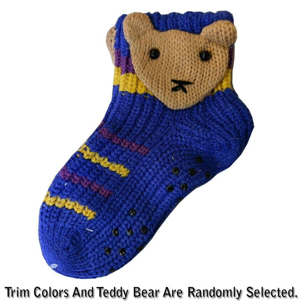 EXCSC - Knitted Women's Home Slipper Teddy Bear Socks with, NON Slip Bottom Assorted Colors