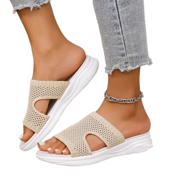 YOUYEDIAN Orthopedic Sandals for Women Dressy Open Toe Arch Support Shoes Summer Waterproof Non Slip Slip on Casual Slippers
