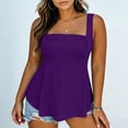 thumbnail image 2 of ctdiral Womens Plus Size Tank Tops Square Neck Sleeveless Tanks Solid Color Loose Fit Tunic Tops Summer Fashion Going Out Tops Purple XXXXXL, 2 of 8