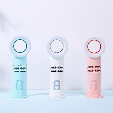 

Xinwanna Handheld Fan with LED Night Light 3 Wind Speeds Bright Adjustment Ergonomic Design Pinch Free Phone Holder Mini Portable Bladeless Fan Home Office Use (Blue)