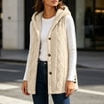 thumbnail image 6 of Aboser Women's Fuzzy Fleece Vest with Hood Soft Plush Sherpa Jackets Casual Button Down Outerwear Fluffy Sleeveless Hooded Coats, 6 of 9