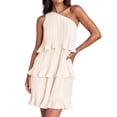 thumbnail image 2 of Women'S Summer Sleeveless Mini Dress Boho One Shoulder Ruffle Tiered Layered Flowy A Line Dresses Color XL, 2 of 9