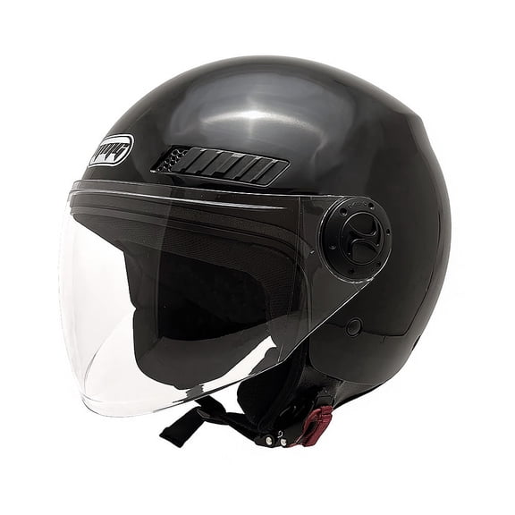 MMG Open Face Helmet for Motorcycles and Scooters. Shiny Black Size Medium. Model Kioto