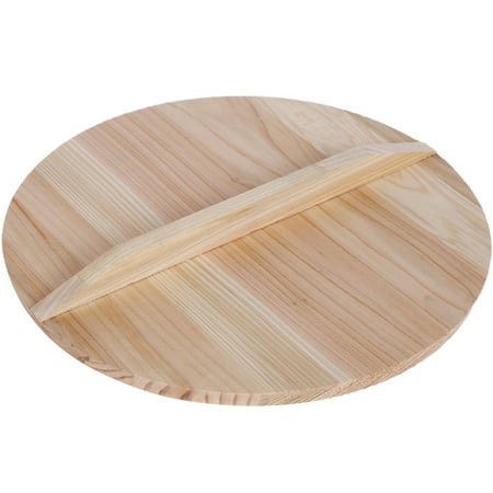 

Wooden Wok Lid Kitchen Thick Wood Pot Cover with Ergonomic Handle (22cm)