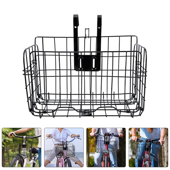 Milisten Front Basket Multi-function Riding Basket Metal Storage Basket Bicycle Front Basket Detachable Basket