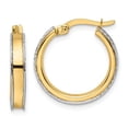 thumbnail image 1 of Quality Gold TF2034 14K Two-Tone Diamond-Cut Edge 3 x 19 mm Round Hoop Earrings, 1 of 1
