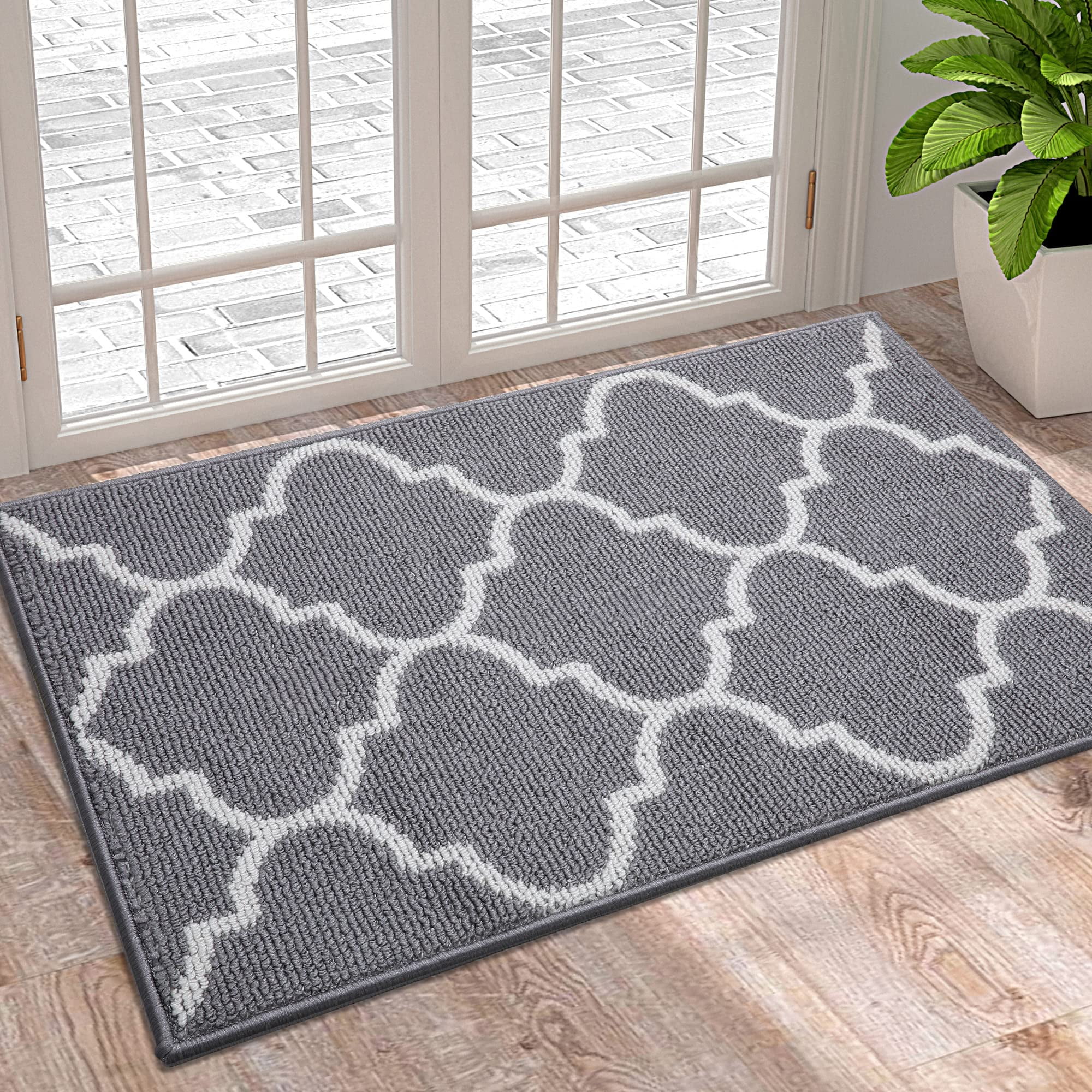 Welcome Doormat Easy Clean Rug Mats for Entry Machine Washable Indoor Carpet Doormats with Beautiful Mountains Art Illustration 19.5Wx31.5L Non-Slip Entrance Floor Rug