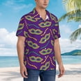 thumbnail image 5 of Balery Carnival Masks and Beads Print Men's Hawaiian Shirts Short Sleeve Beach Shirt Relaxed Fit Vacation Button Down Shirts-XX-Large, 5 of 9