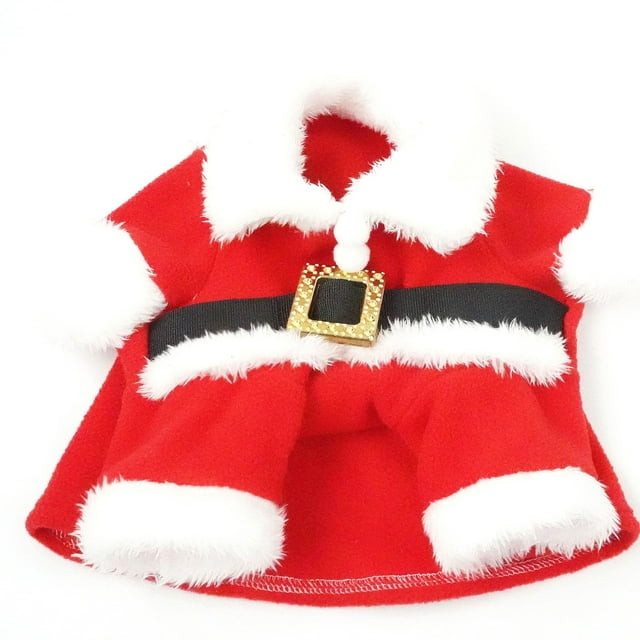 Disfraz de Santa Claus para perros talla XS, material de poliéster en color rojo, circunferencia del pecho 31cm y largo de espalda 20cm, incluye sombrero, empaque plástico de 15*15*6cm, ideal para