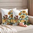 thumbnail image 2 of Fall Sunflower Outdoor Waterproof Pillow Covers, Orange Green Blue Pumpkin Squirrel Decorative Square Throw Pillowcase Sofa Cushion Sham for Patio/Couch/Chair, 16"x16" 2 Pack, 2 of 8