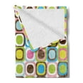 thumbnail image 2 of Retro Soft Flannel Fleece Throw Blanket, Abstract Grunge Background with Geometric Cubes Inner Circles Graphic Design, Cozy Plush for Indoor and Outdoor Use, 50" x 60", Multicolor, by Ambesonne, 2 of 5