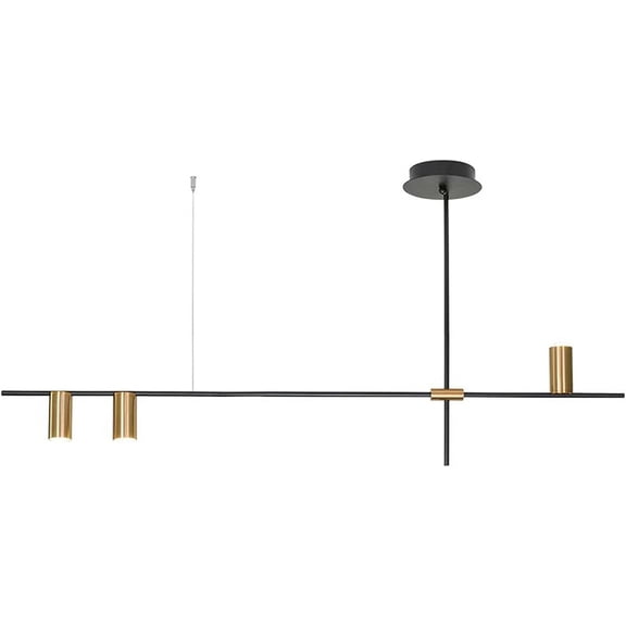 Modern Chandelier Ceiling Light, Simple Minimalism Style Home LED Hanging Lamp, 3-Head Metal Linear Lamp Pendant Fixture for Bedroom Living Room Kitchen Bar Hallway, Gold