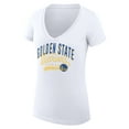 thumbnail image 2 of Women's G-III 4Her by Carl Banks White Golden State Warriors Filigree Logo V-Neck Fitted T-Shirt, 2 of 3