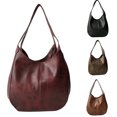 thumbnail image 1 of Lubelski Retro Women Solid Color Faux Leather Zipper Handbag Messenger Shoulder Tote Bag, 1 of 7