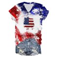 thumbnail image 2 of Camisas de Manga Corta para las Mujeres Día de la Independencia Blusas Estampado Cuello en V Top, Blusas para las Mujeres Casual, 2 of 5