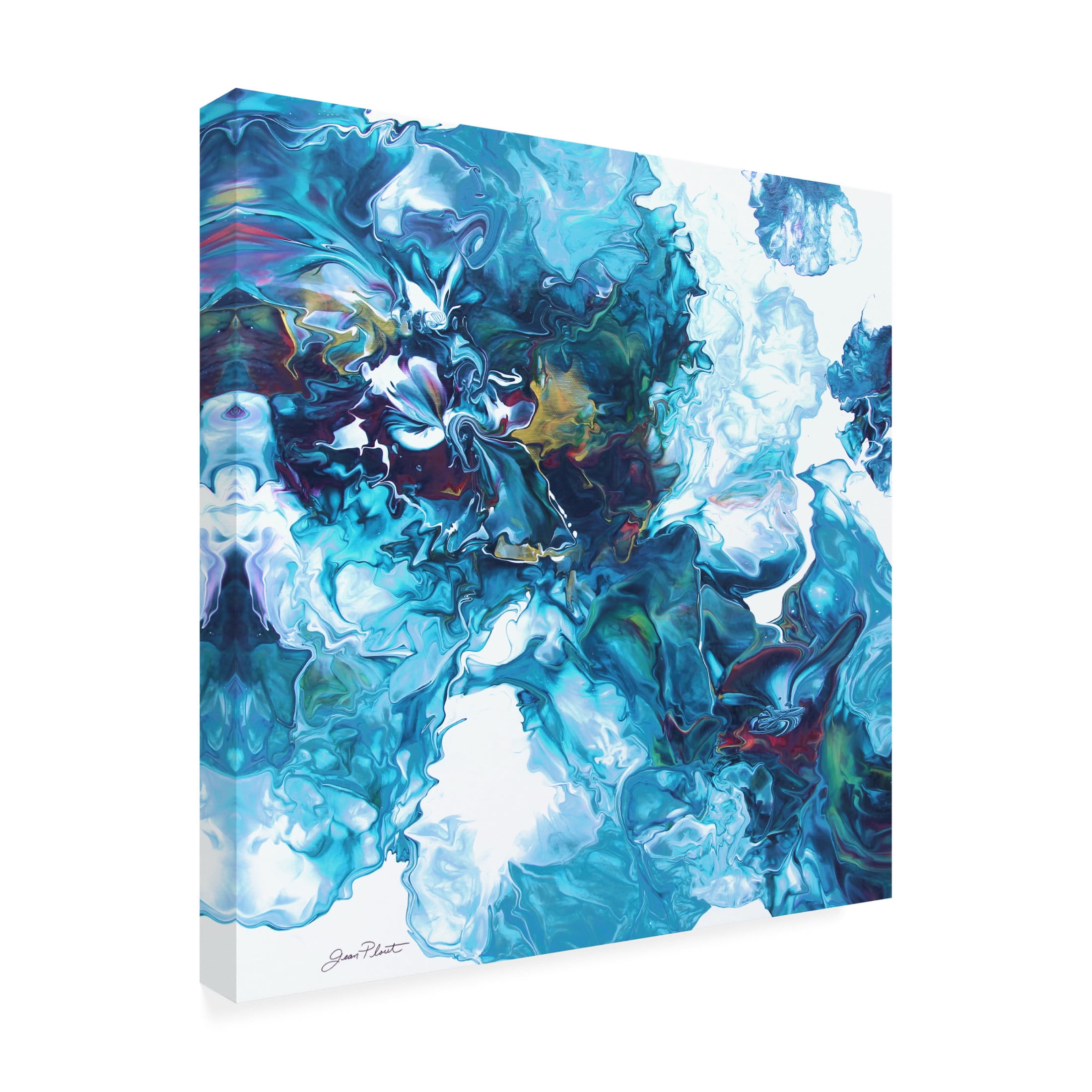 Canvas Wall Art - Jean Plout 'Abstract Pouring C' Wall Art for Living Room, Bedroom, or Office Décor by Trademark Fine Art - 18 x 18 Inches